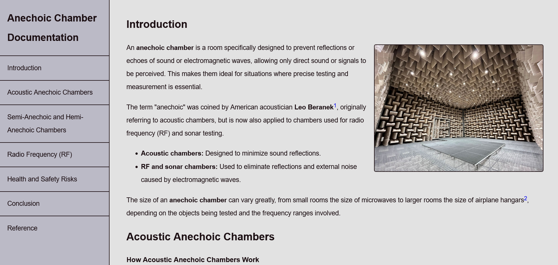Technical documentation page